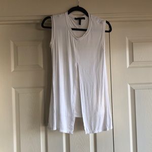 BCBGMAXAZRIA Lorena layered slit top blouse